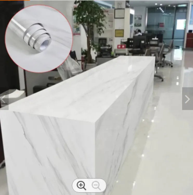 Self Adhesive White Marble Sheet for Kitchen - Anti Oil and Heat Resistant Wallpaper R