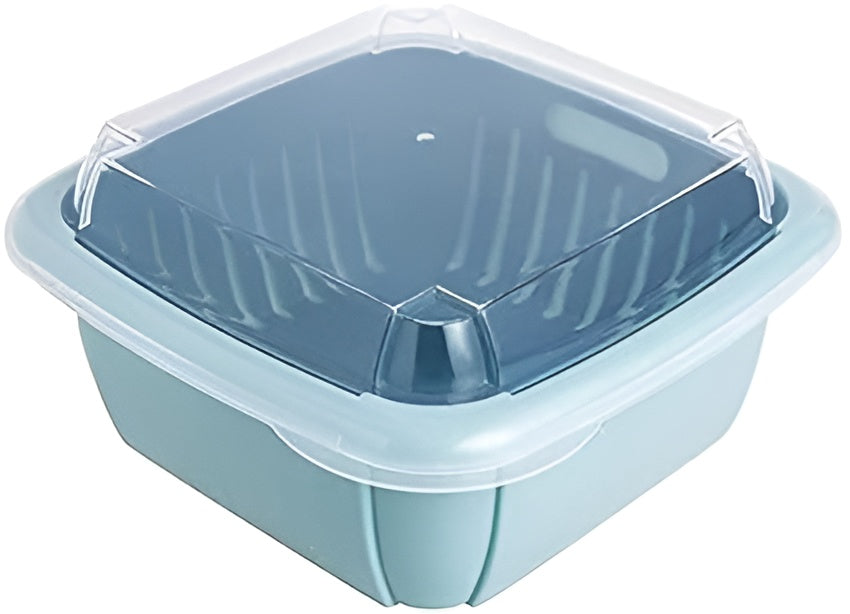 Multi-function Double-layer Draining Storage Basket with Lid | Kitchen Basket (Random Color)