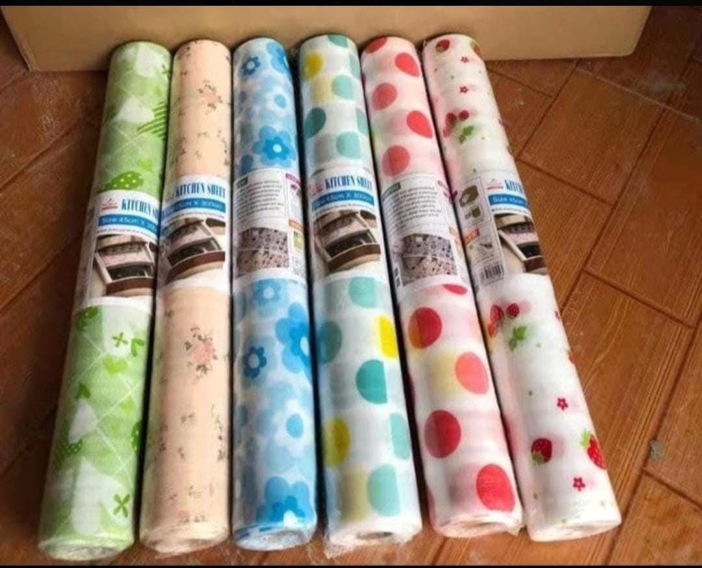 Non Slip Kitchen Printing Antibacterial Cabinet Plastic Foam Household Wardrobe Moisture Drawer mat Shelf Sheets (45×200) (random color)