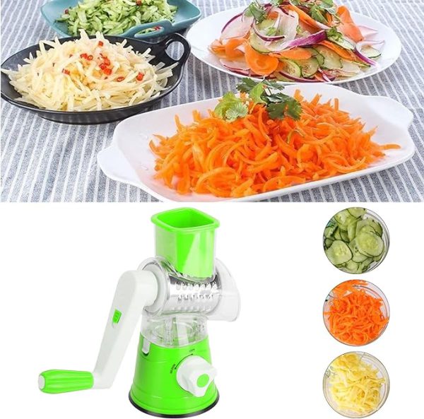 Drum Cutter TableTop Drum Grater | Manual Vegetable Cutter Slicer & Grater | Multi-Functional Kitchen Gadget ( Random Color