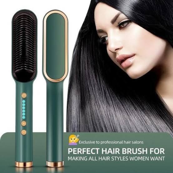 HQT-909B Electric Hair Straightening Brush – Professional Fast Heating Styler (Random Color)