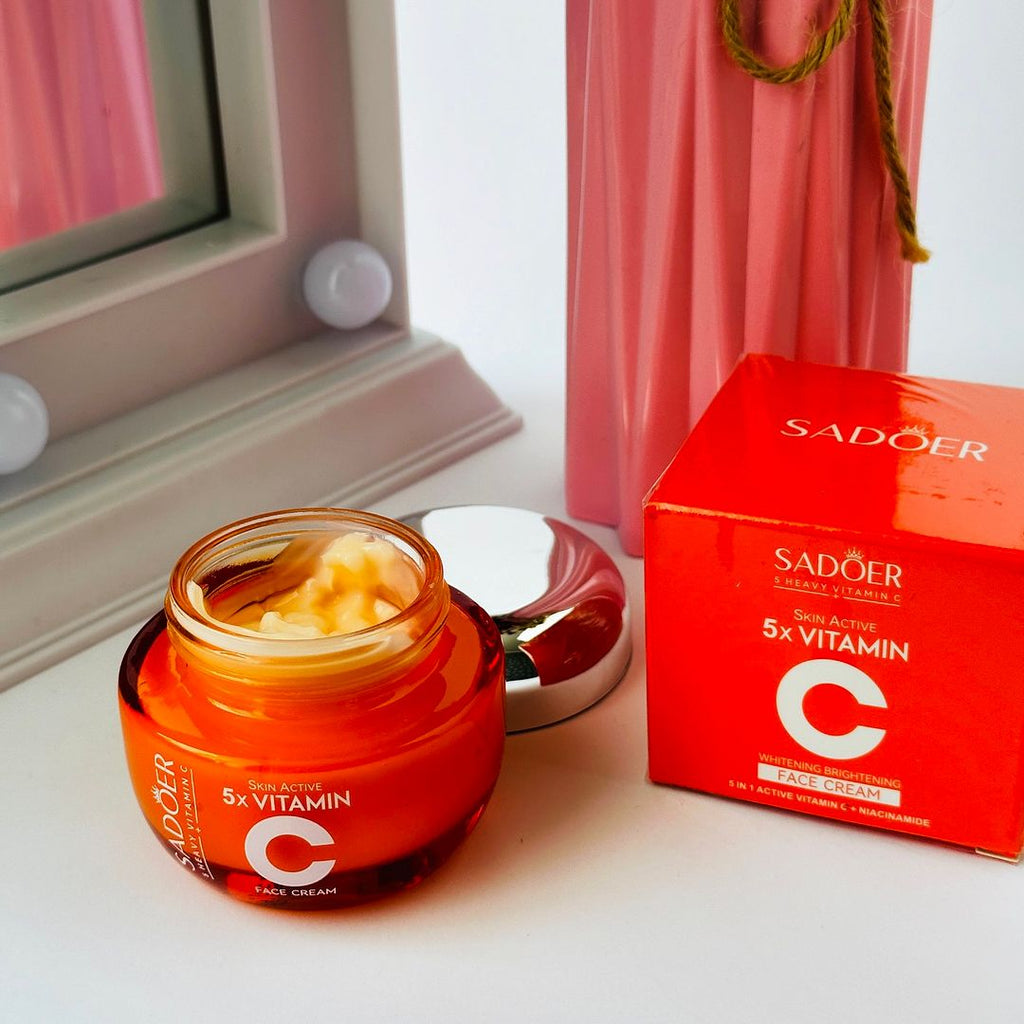 Sadoer 5x Vitamin C Skin Active whitening Cream | Vitamin C Hydrating Face Cream - Glowing & Repairing Moisturizer for Fine Lines, Wrinkles & Uneven Skin Tone | Whitening Cream