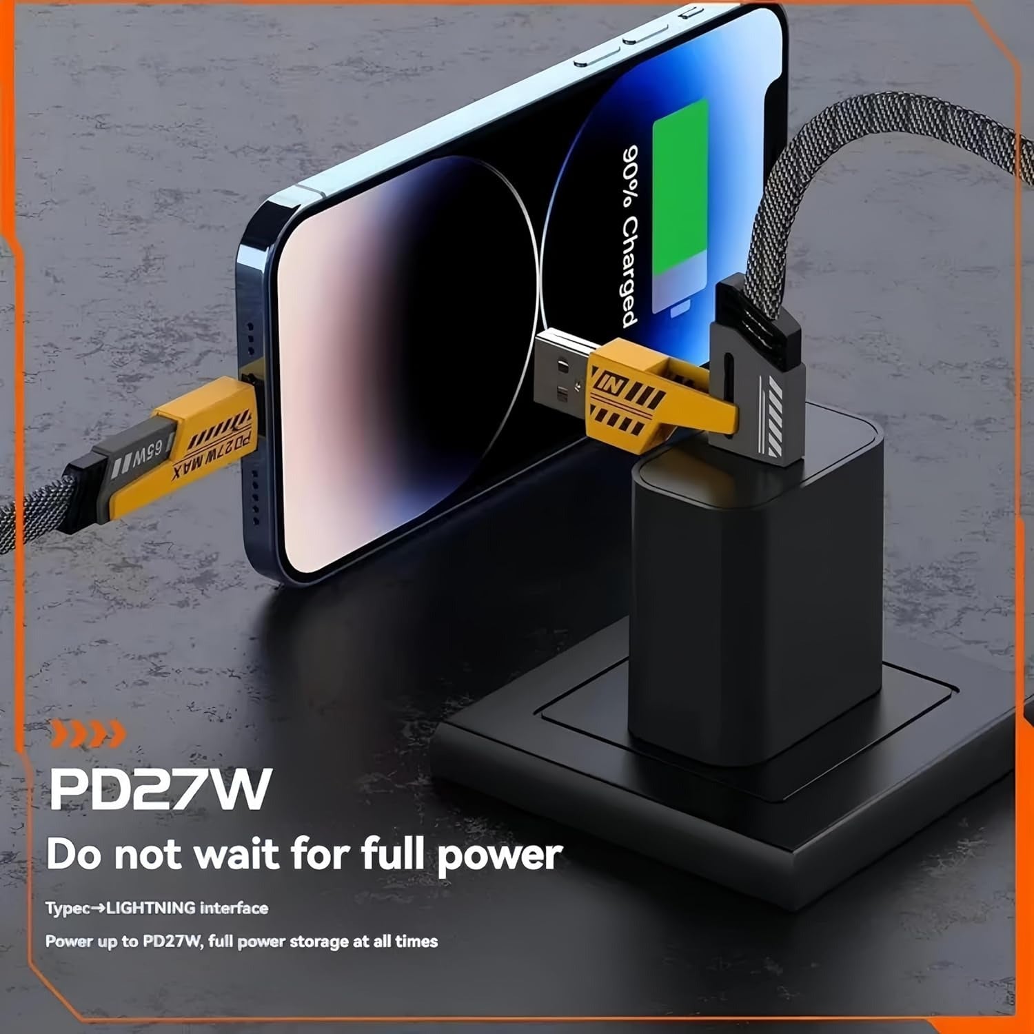 4-in-1 Multi USB Charging Cable – Fast PD Charger Cord for iPhone, iPad, Samsung & MacBook (Type-C & iPhone Compatible) (Without Box)