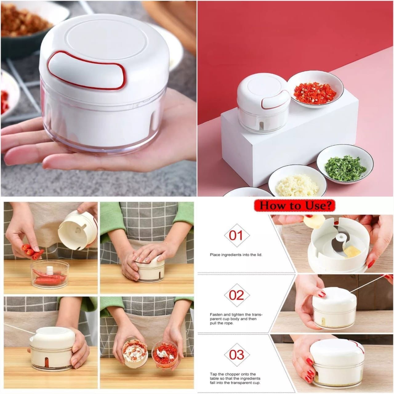 Mini Food Chopper – Hand-Powered Meat Grinder, Mincer, Mixer & Blender for Fruits, Vegetables, Nuts, and Meat | Powerful & Portable Kitchen Tool Rs 276