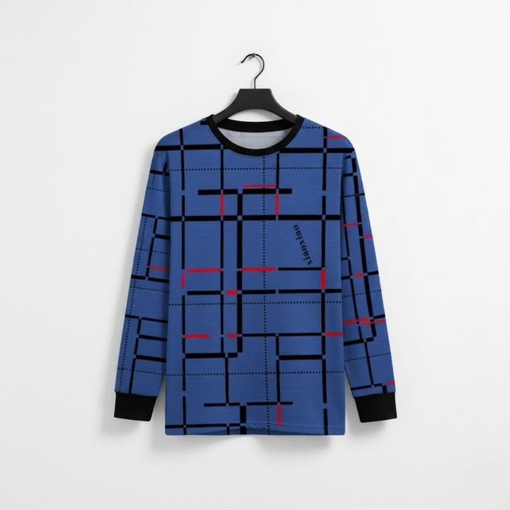 HY Boutique Lot Lining Screen Print Full Sleeve T-Shirt – Premium Quality, Smart Look, Good Stitching, Fashionable Design (Sizes M, L, XL) - L