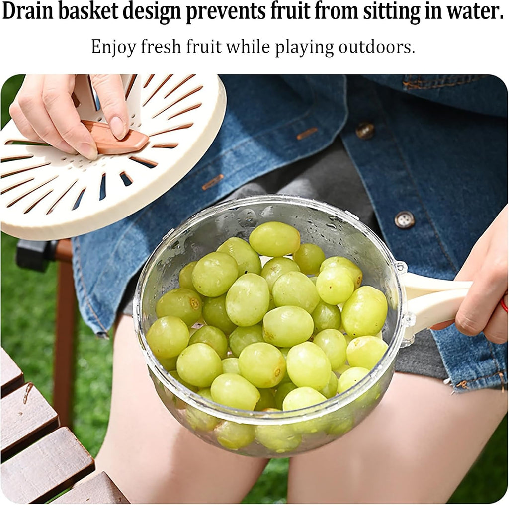 Kitchen Fruit Drainage Basket with Lid – Multi functional Dual-Layer Bowl for Washing, Draining & Storing Fruits and Vegetables, Foldable Handle Design, White Rs