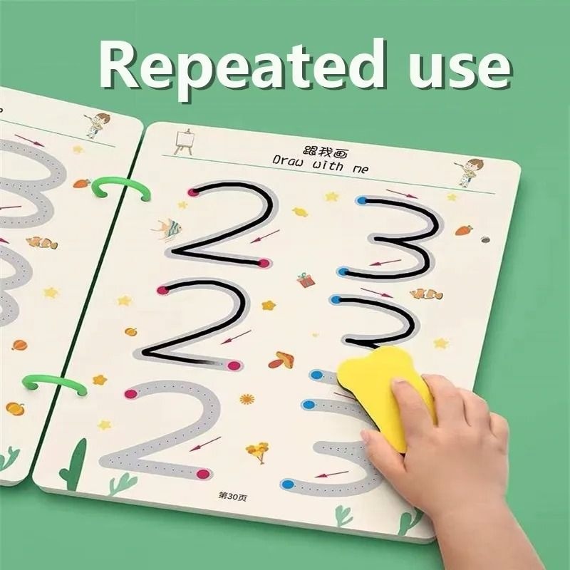 A4 Kids Educational Learning Tracing Book | 64 Pages Dot-to-Dot Activity Workbook with 2 Markers & Duster (Big Size)