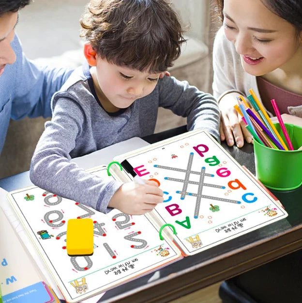 A4 Kids Educational Learning Tracing Book | 64 Pages Dot-to-Dot Activity Workbook with 2 Markers & Duster (Big Size)