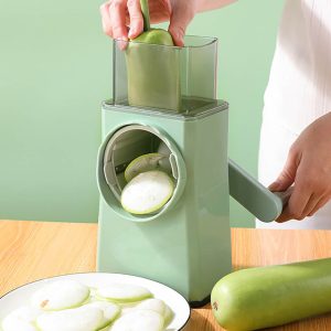 Vegetable Cutter Multifunctional Manual Rotary Cheese Grater Shredder - Wider Hopper Round Mandolin Drum Slicer Cutter for Kitchen (random color )